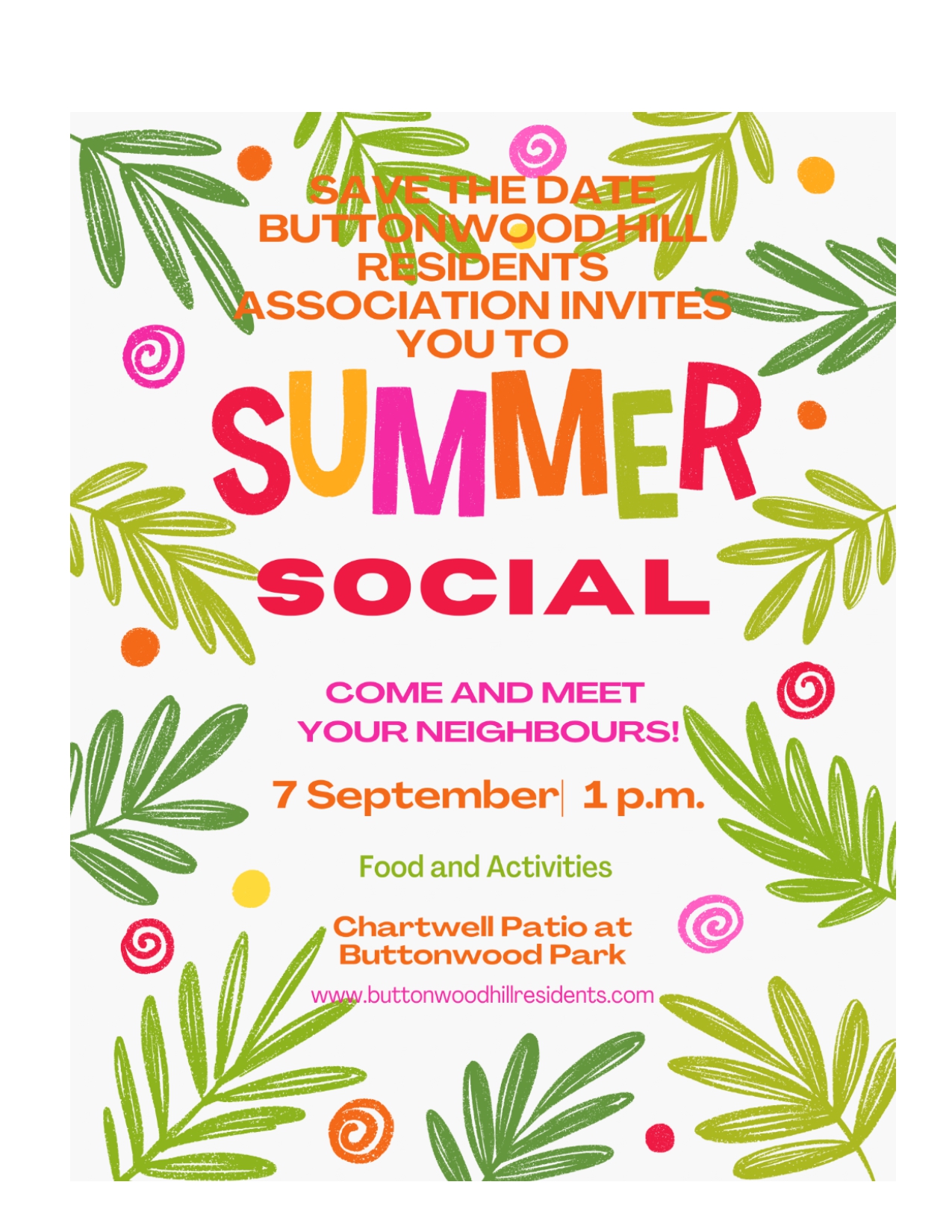 Summer Social - SAVE THE DATE - September 7th, 2025 @ 1pm